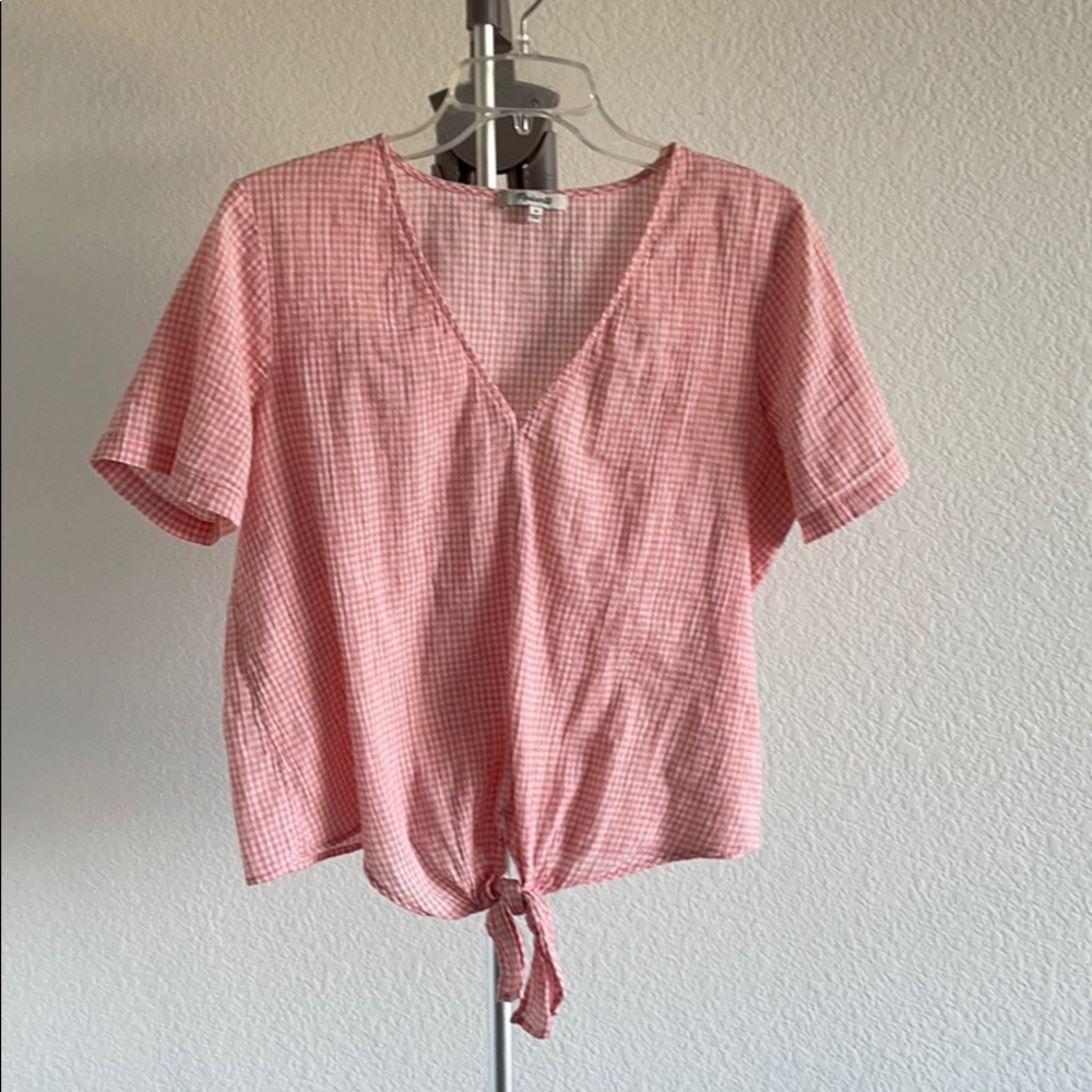 Madewell pink gingham top